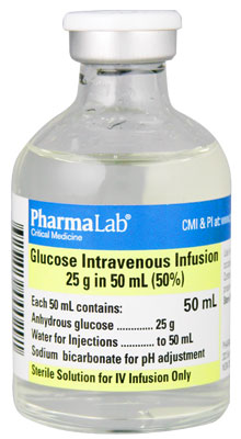Glucose 50% Solution for Injection 50ml Glass Vial