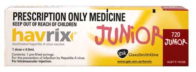 HAVRIX JUNIOR Hepatitis A Vaccine 0.5mL Pre-Filled Syringe *S4*