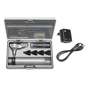 HEINEBETAHalogenDiagnosticSetWith35VBETA400OtoscopeBETA200Ophthalmoscope%2cBETA4USBLi-IonHandle%2cUSBCordCharger