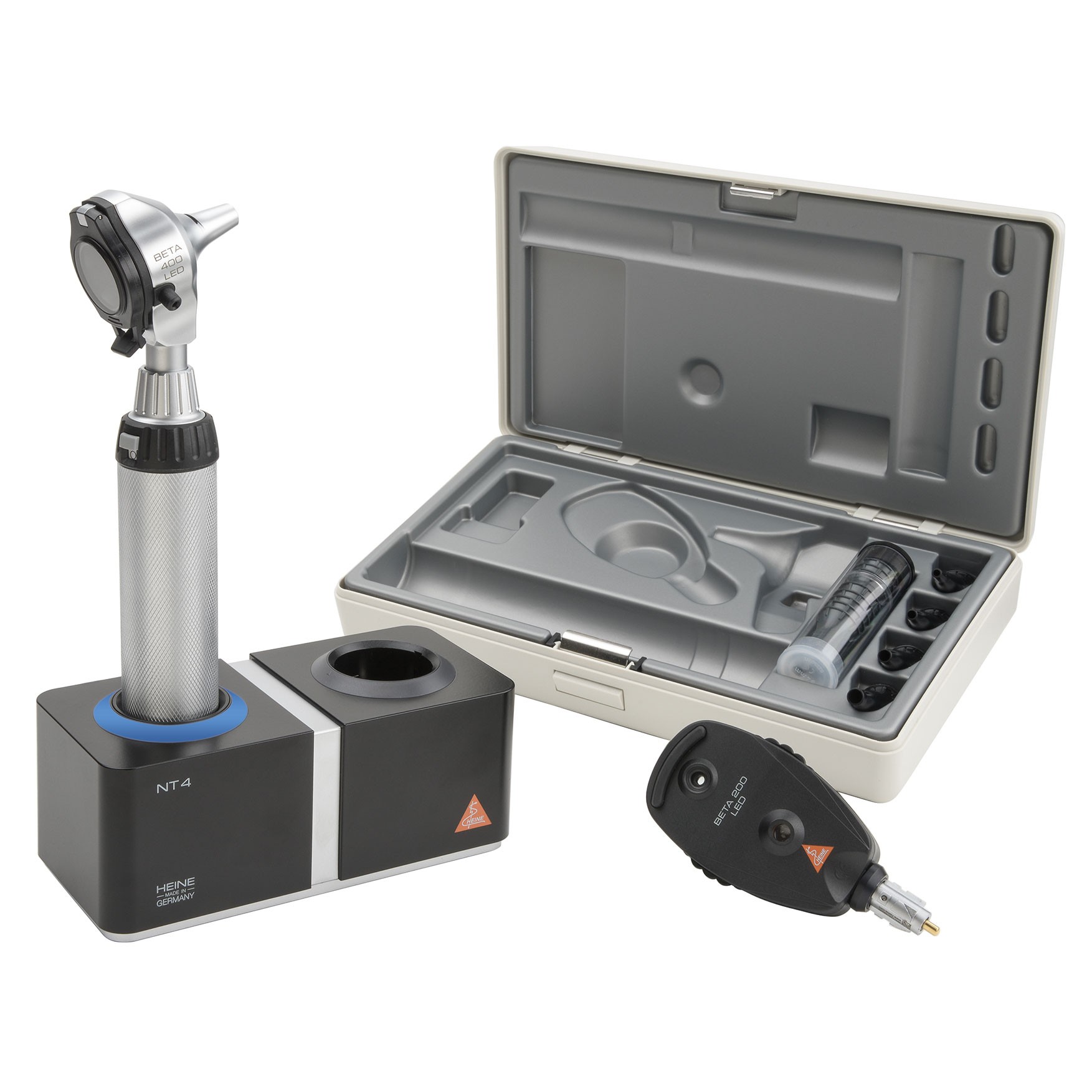 HEINEBETALEDDiagnosticSetWith35VBETA400OtoscopeBETA200Ophthalmoscope%2cBETA4NTLi-IonRechargeableHandleNT4TableCharger