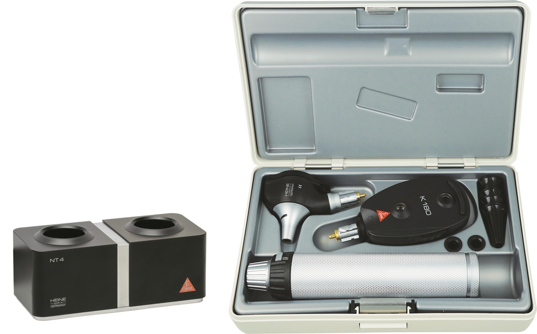 HEINEK180DiagnosticSetWith35VHalogenK180OphthalmoscopeK180Otoscope%2cBETA4NTHandleNT4TableCharger