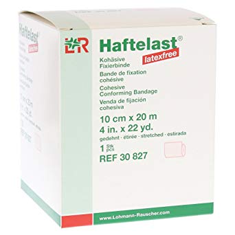 HafteLast Latex-Free Cohesive Bandage 10cm x 20m Stretched Individually Boxed-Cream