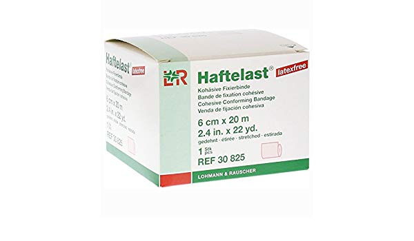 HafteLast Latex-Free Cohesive Bandage 6cm x 20m Stretched Individually Boxed-Cream