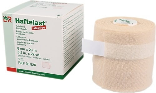 HafteLast Latex-Free Cohesive Bandage 8cm x 20m Stretched Individually Boxed- Cream