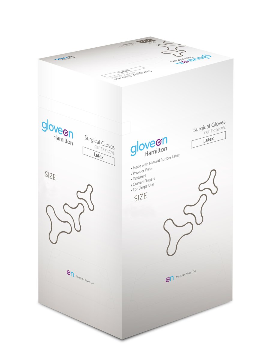 Hamilton Latex Surgical Sterile Gloves Sz 6. Box of 50 Pairs