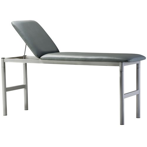 HeavyDutyTwoSectionExamCouchWithGreyVinylAndGreyPowderCoatedFrame
