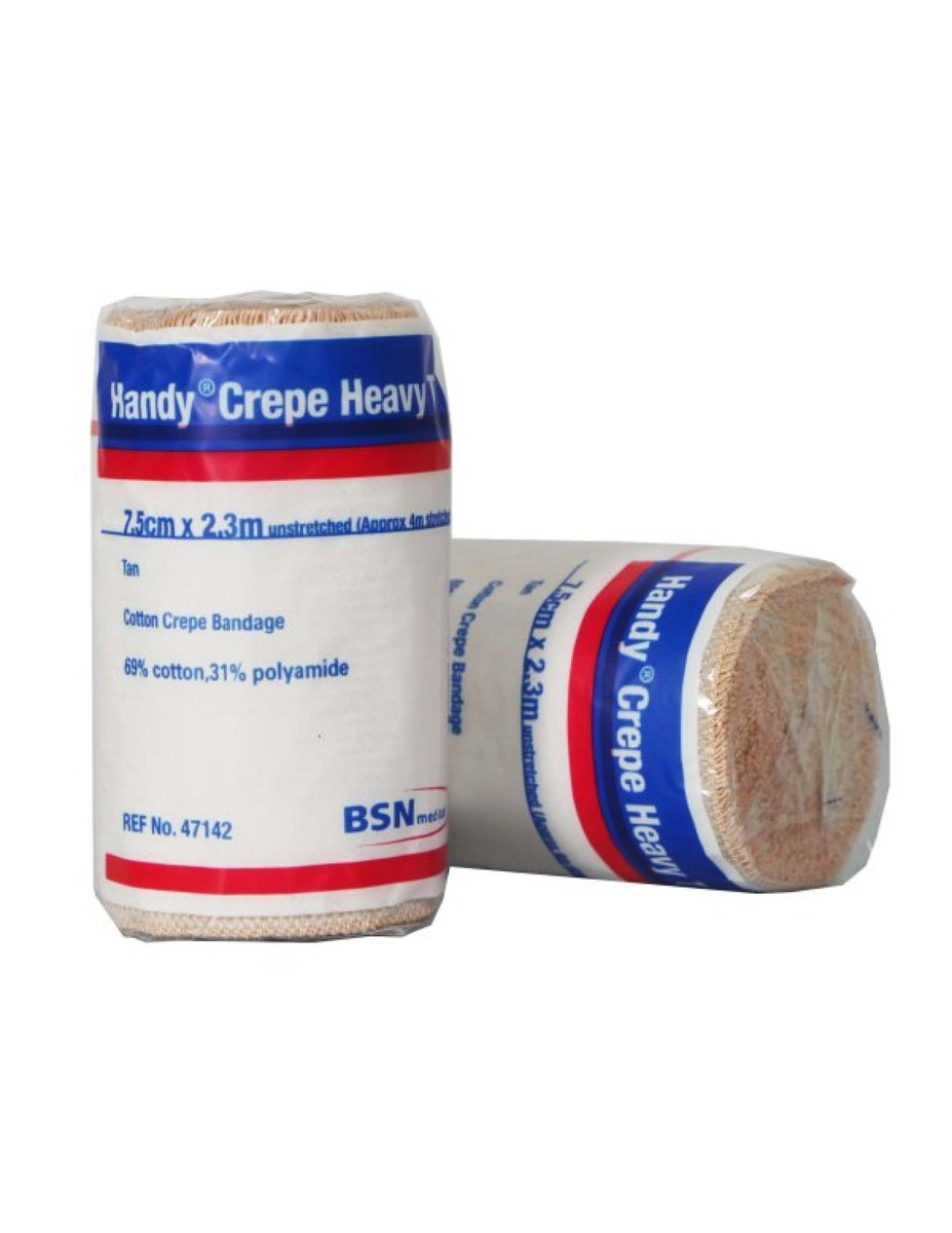 Heavy Handycrepe Bandage 7.5cm x 2.3m Tan. Pack of 12