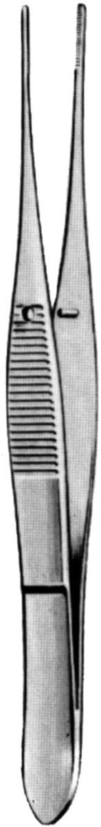 Hebu Graefe Iris Forceps Straight Serrated Jaws 10cm