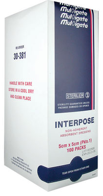 Interpose Non-adherent Dressing 5cm x 5cm Sterile. Box of 100