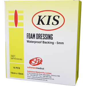 KISFoamDressing10CmX10Cm%2cNon-Border%2cNon-Adhesive%2cBoxOf10(5MmThickness)