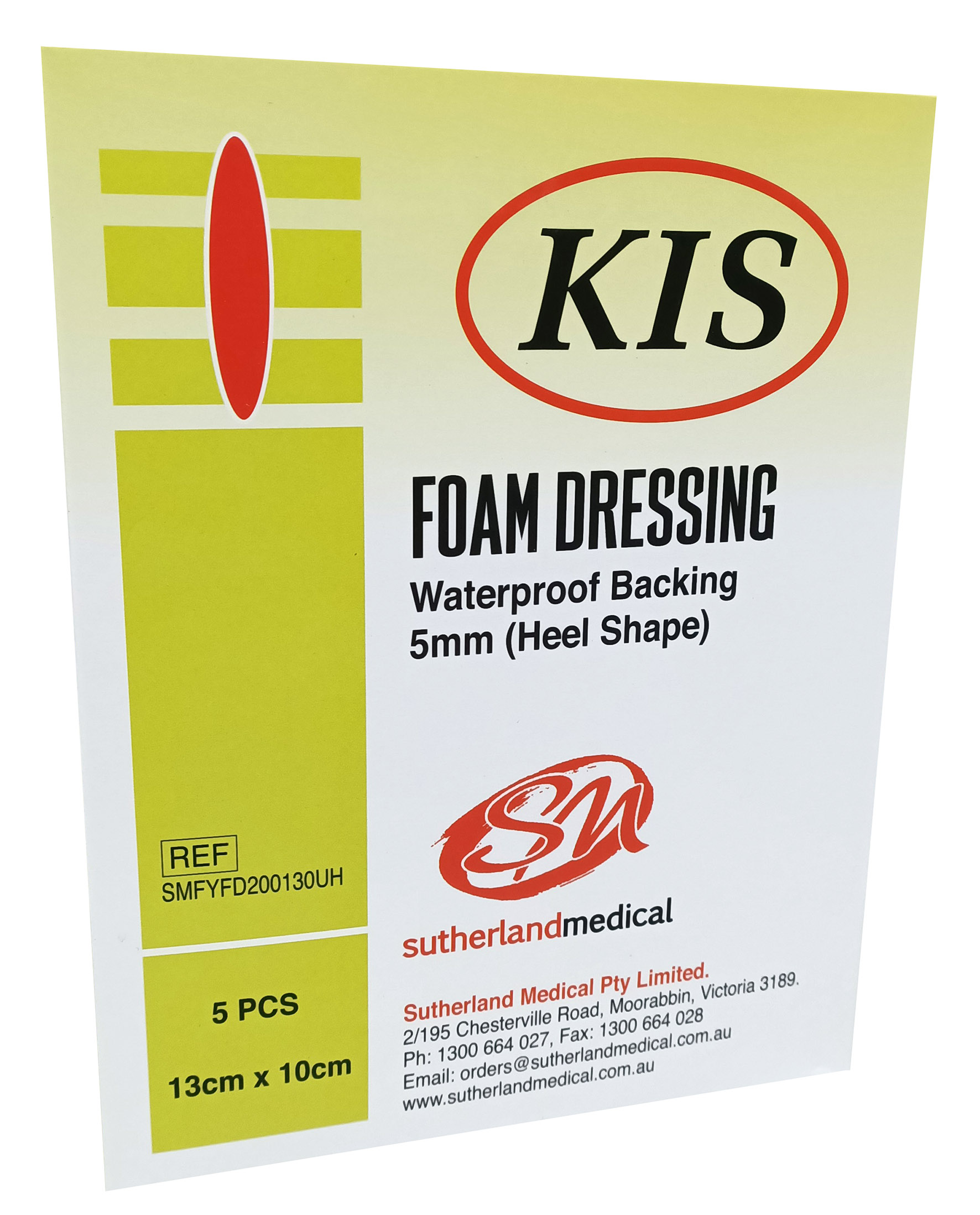 KISFoamDressing13CmX10Cm%2cHeel%2cNon-Border%2cNon-Adh%2cBoxOf5(5MmThickness)