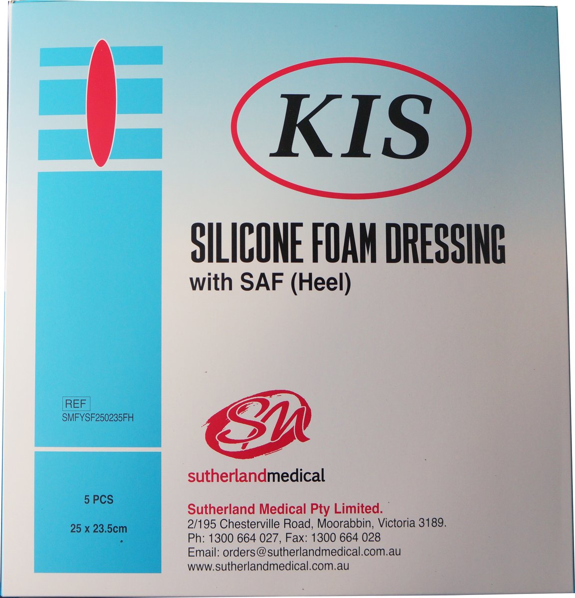 KIS Foam Silicone Adhesive Foam Heel Dressing 25cm x 23.5cm. Box of 5