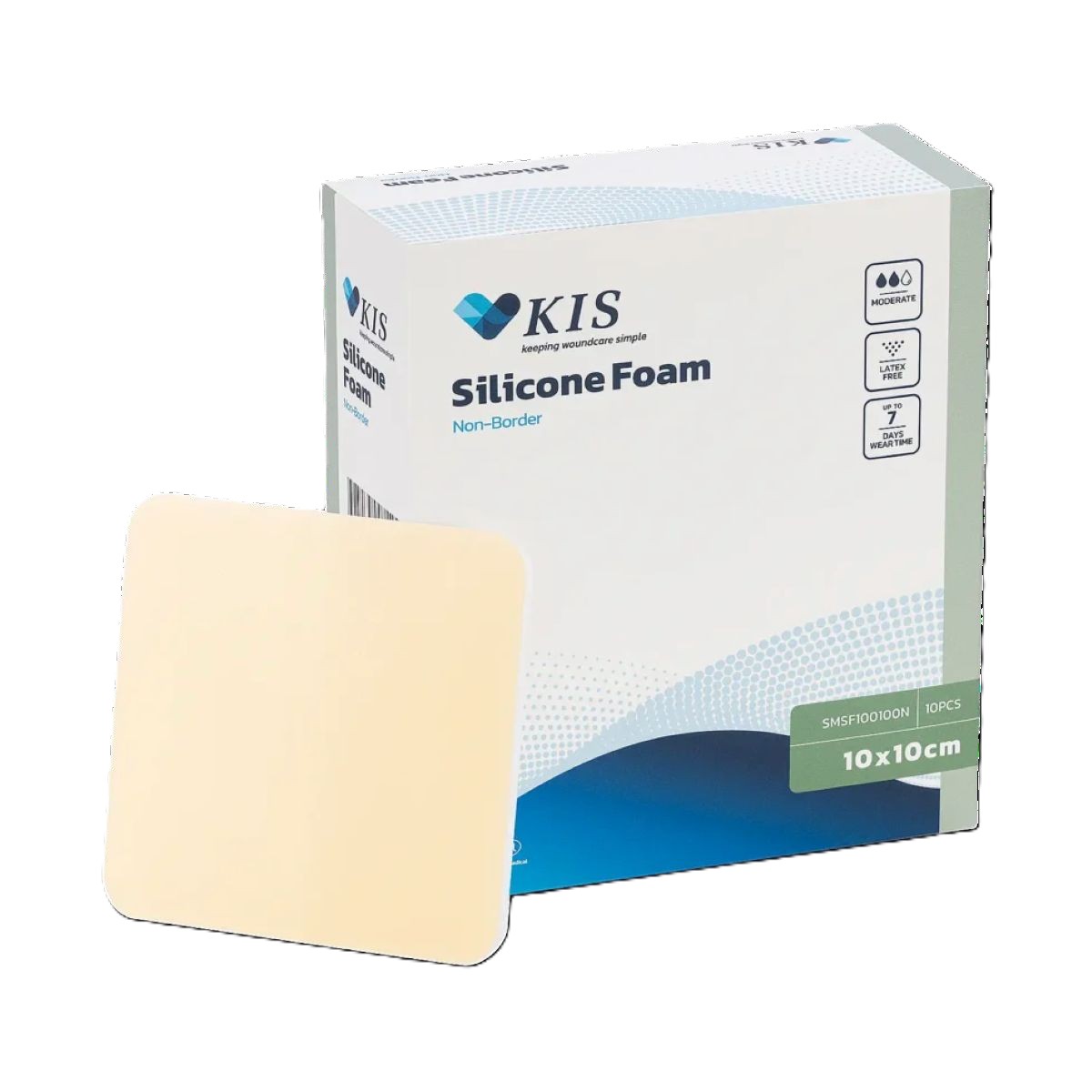 KIS Silicone Foam Dressing Non-Border 10cm x 10cm. Box of 10