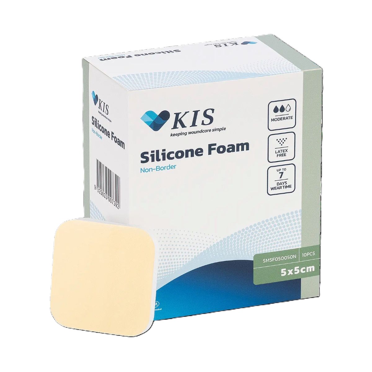 KIS Silicone Foam Dressing Non-Border 5cm x 5cm. Box of 10