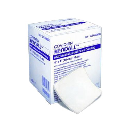 Kendall AMD Antimicrobial Non-adhesive Foam Dressing 10cm x 10cm. Box of 10