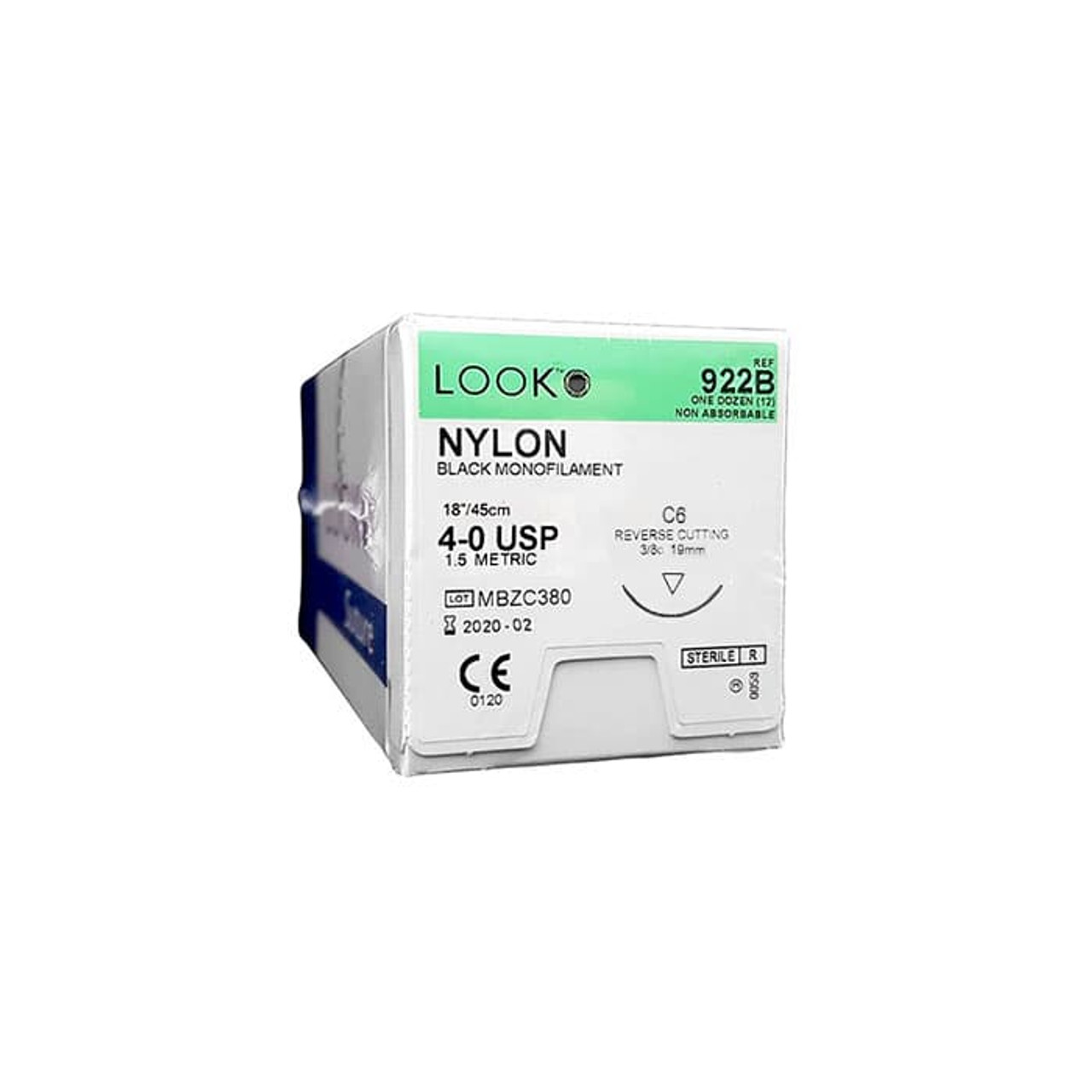 LOOK 4/0 Nylon Suture 18.7mm, RC,