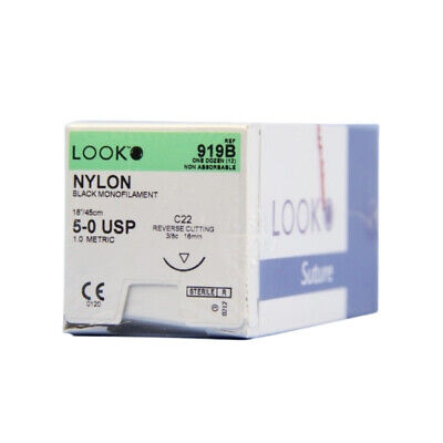 LOOK 5/0 NYLON SUTURES 16.2MM RC