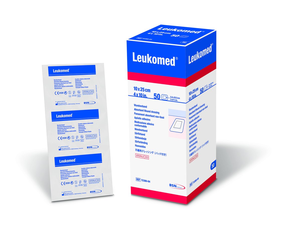Leukomed Soft Non-Woven Island Dressing 10cm x 25cm White. Box of 50