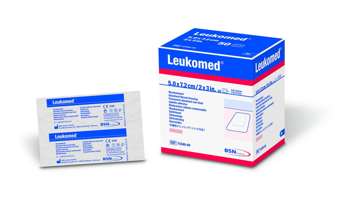 Leukomed Soft Non-Woven Island Dressing 5cm x 7cm White. Box of 50