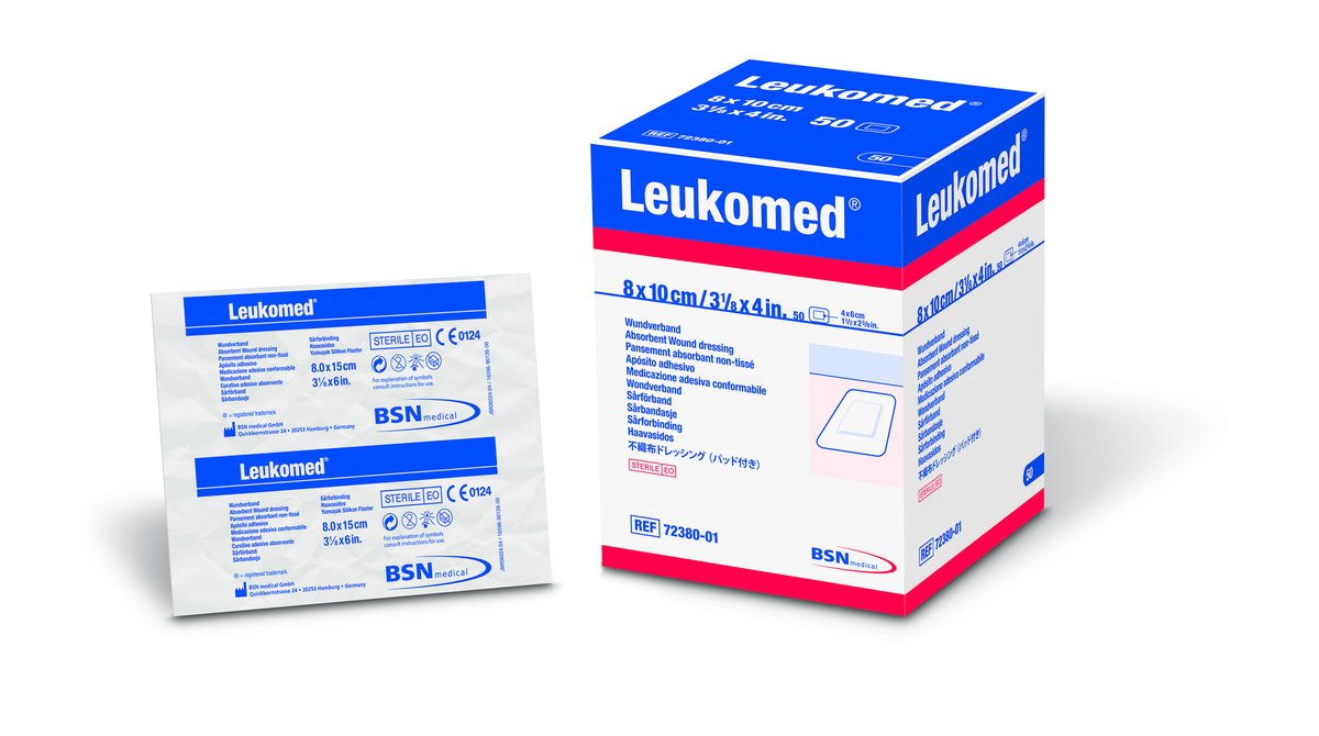 Leukomed Soft Non-Woven Island Dressing 8cm x 10cm White. Box of 50