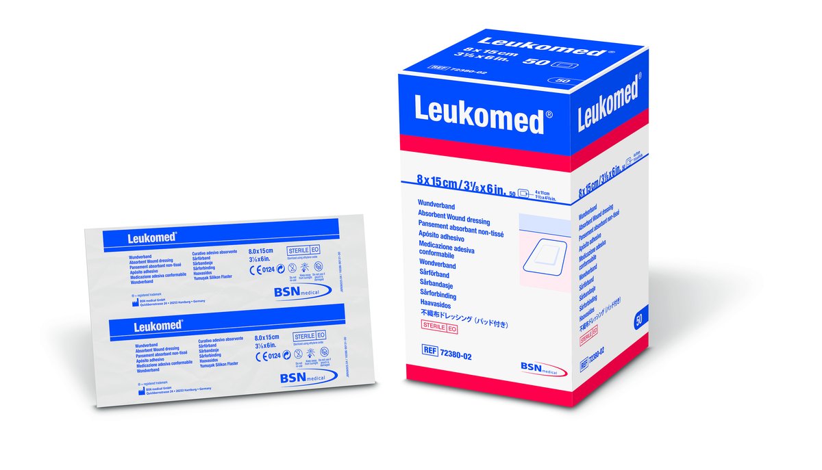 Leukomed Soft Non-Woven Island Dressing 8cm x 15cm White. Box of 50