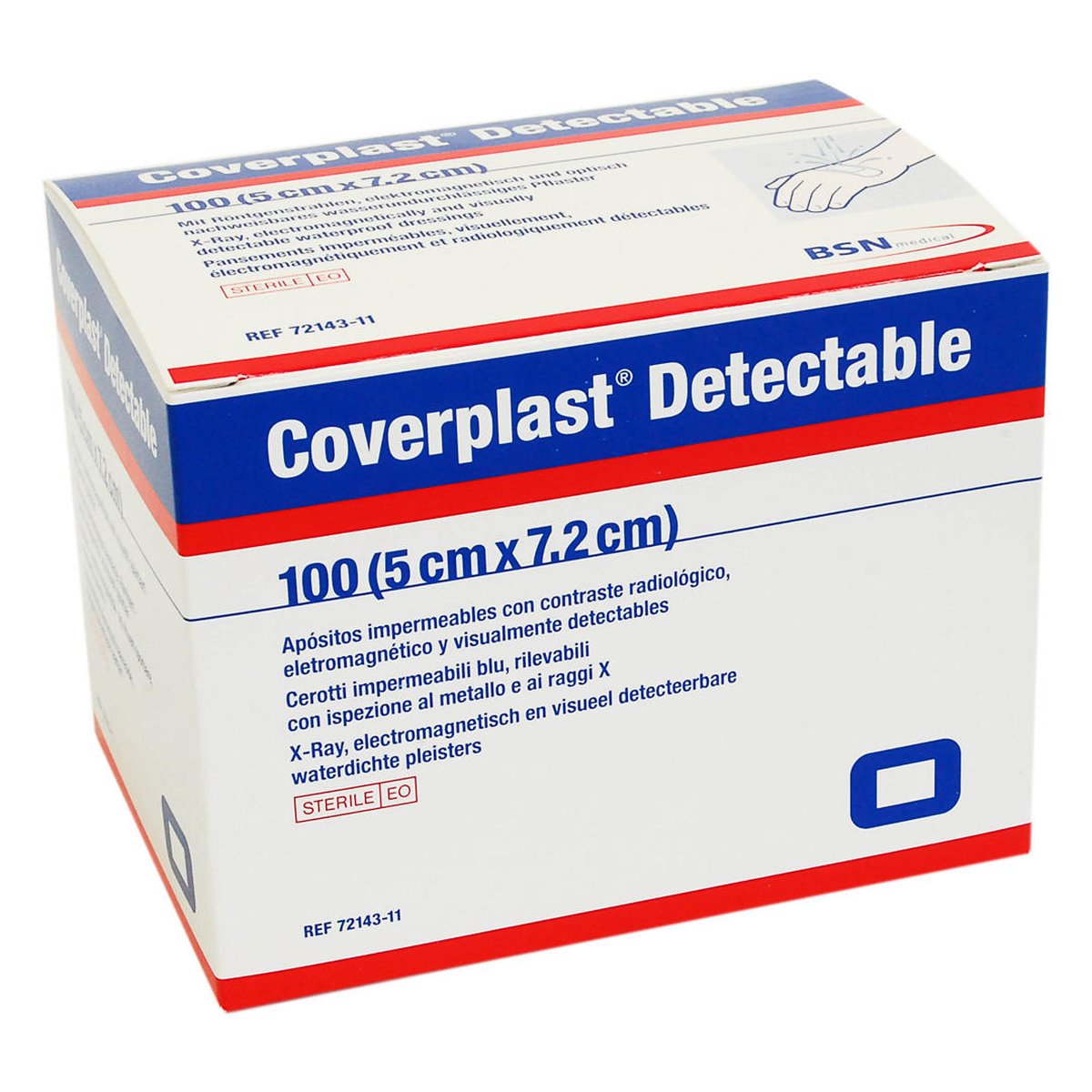 Leukoplast X-ray Detectable Strips Blue 75mm x 50mm. Pack of 100