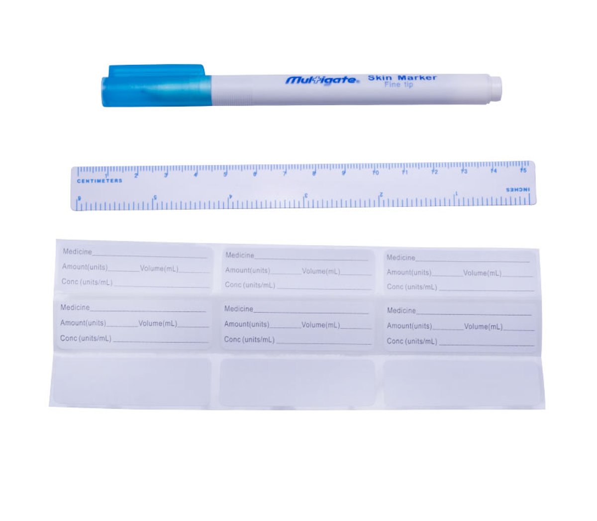 m|devices Surgical Marking Pen Fine Tip 0.5mm with Ruler & Labels Sterile. Pack of One