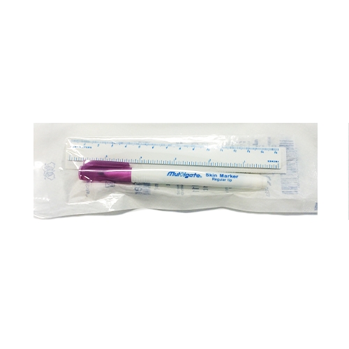 m|devices Surgical Marking Pen Regular Tip 1mm with Ruler & Labels Sterile. Pack of One