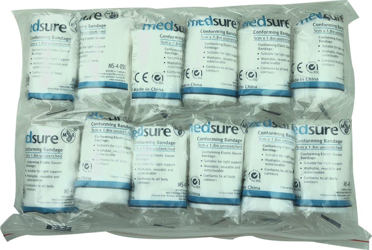  Medsure Conforming Bandage 5cm x 1.8m (unstretched). Pack of 12