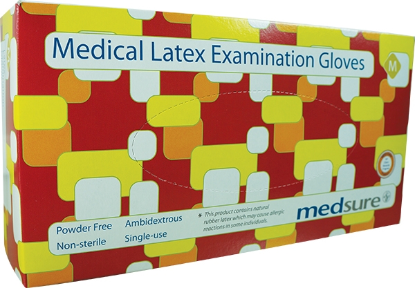 MedsureLatexGlovesPowder-FreeMediumBoxOf100