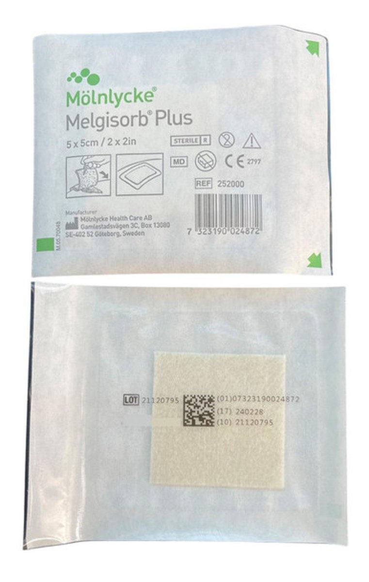 Melgisorb Plus Alginate Dressing 5cm x 5cm Box of 10