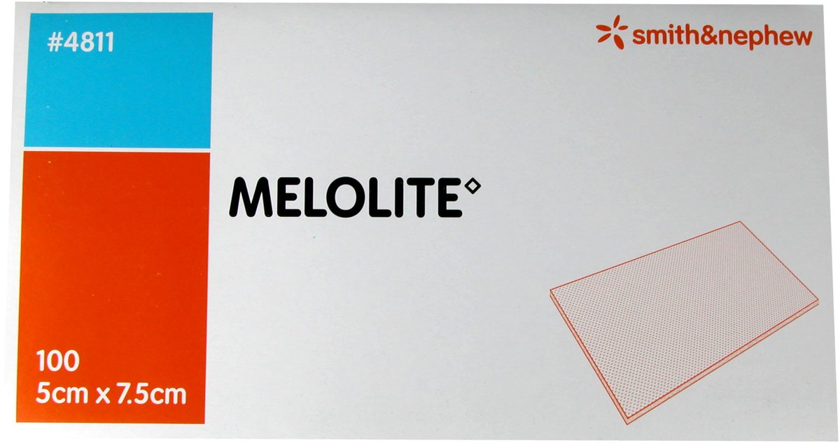 Melolite Low-adherent Dressing 7.5cm x 5cm. Box of 100