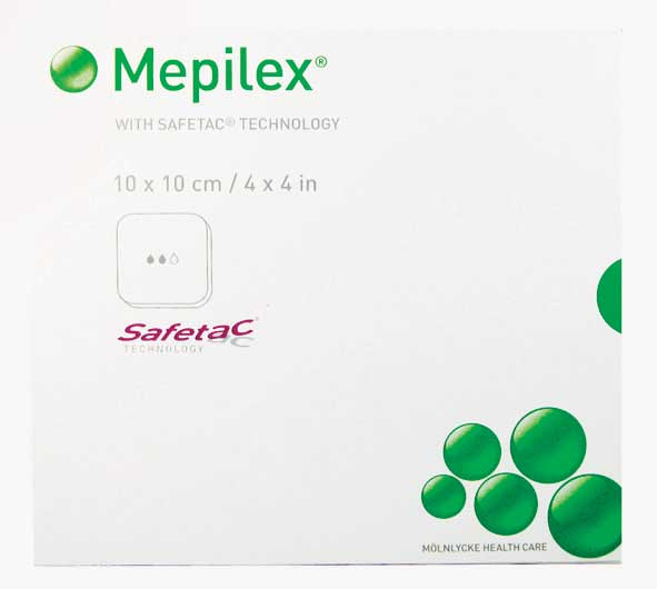 Mepilex Non-Border Adhesive Foam Dressing 10cm x 20cm. Box of 5