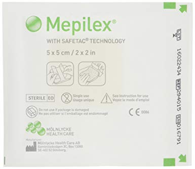 Mepilex Non-Border Adhesive Foam Dressing 5cm x 5cm. Pack of 5