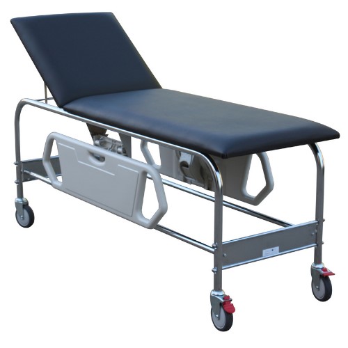 Mobile Examination Couch with Black Vinyl Top & Grey Frame