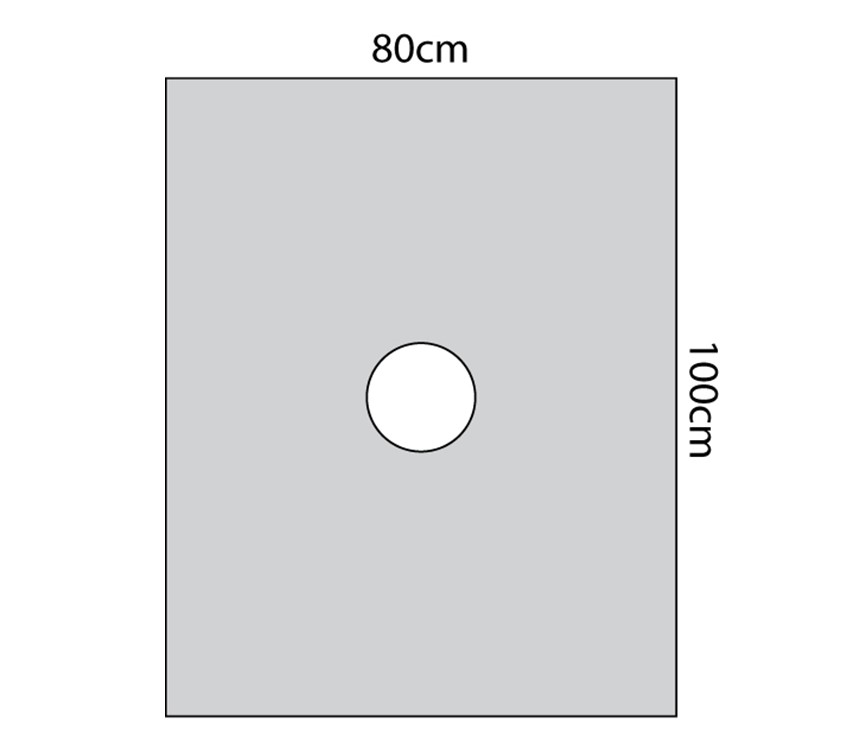 MultigateMedicalClearPEEpiduralDrapeWithAdhesiveTabsOnRoundApertureAdhesiveCornerTabs%2c80CmX100CmBoxOf50