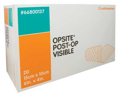Opsite Post-Op Visible Island Dressing with See-Through Pad 15cm x 10cm. Box of 20