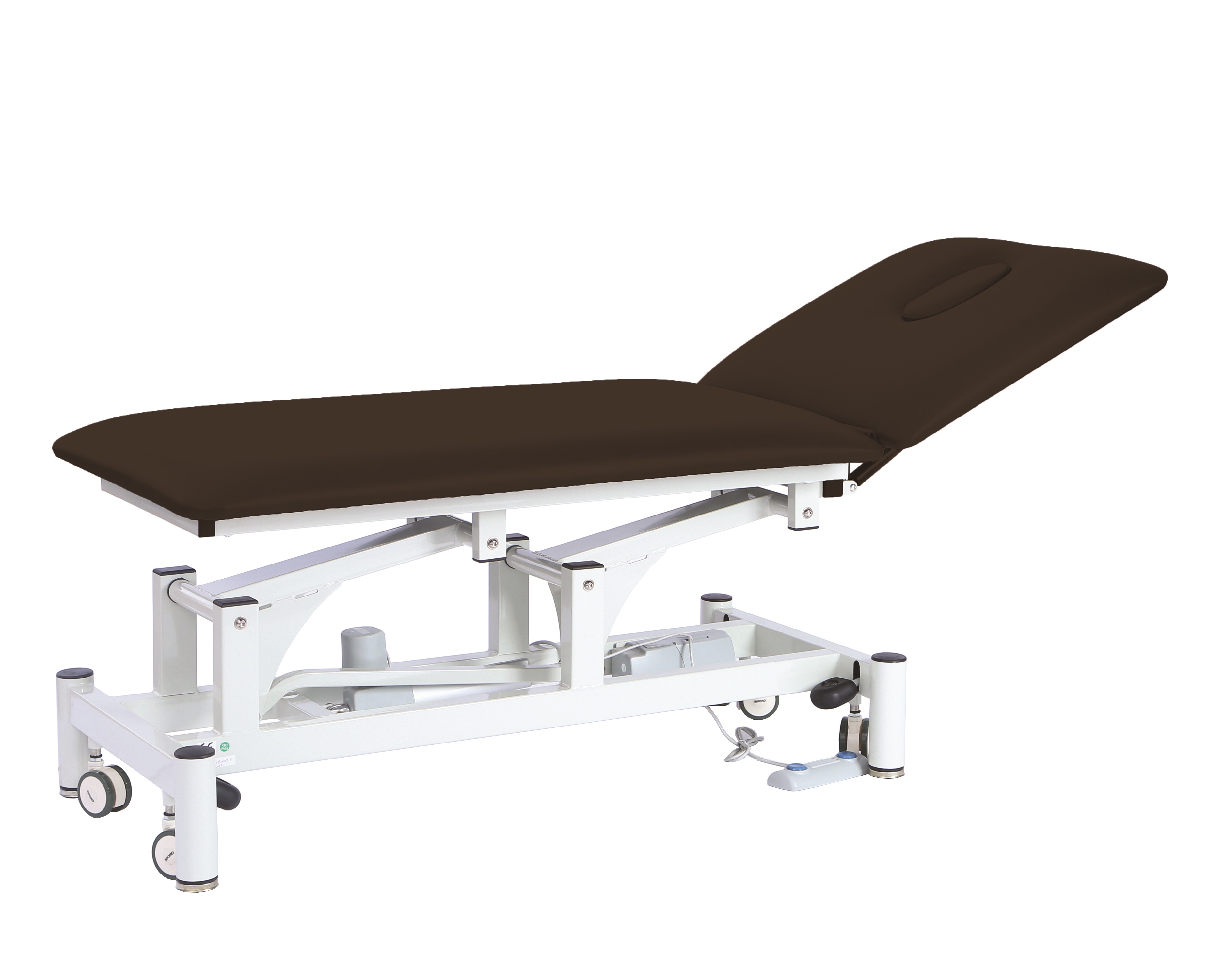 PacificMedical2SectionElectricHi-LoExamCouch%2cBlackUpholstery%2c71CmX195Cm250KgSWL%2cRetractableWheels