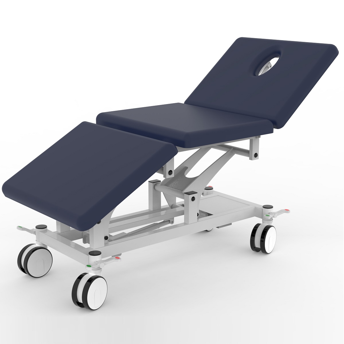 Pacific Medical 3 Section Electric Hi-Lo Bariatric Couch, 3 Motor, Navy Blue Upholstery 80cm x 195cm, 350kg