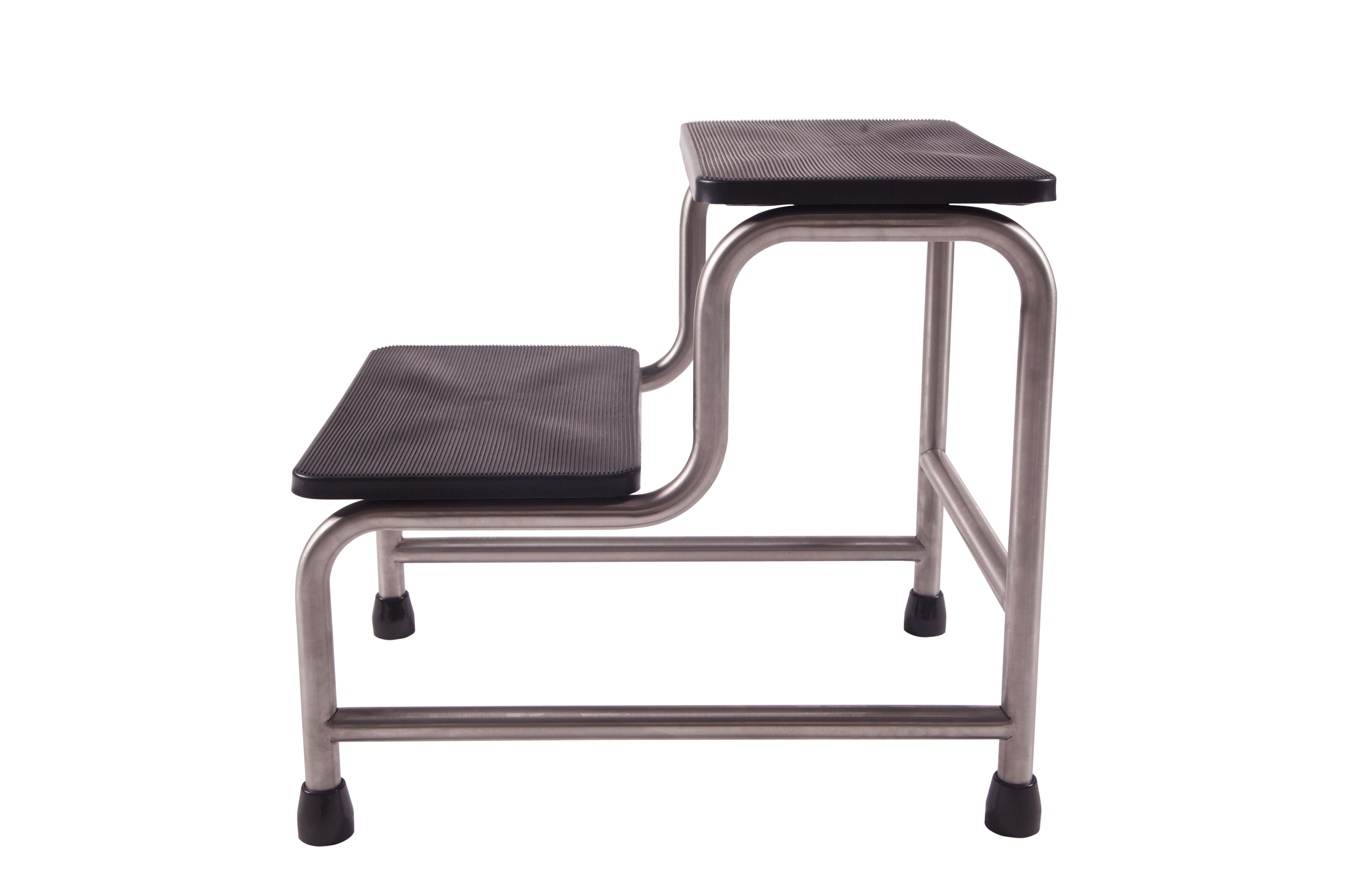 Pacific Medical Double Step-up Stool- Black Top with Stainless Steel Frame