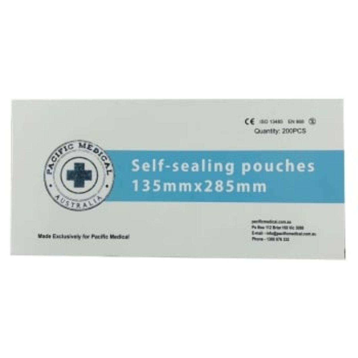 Pacific Medical Self-Sealing Autoclave Pouch 135mm x 285mm. Box of 200