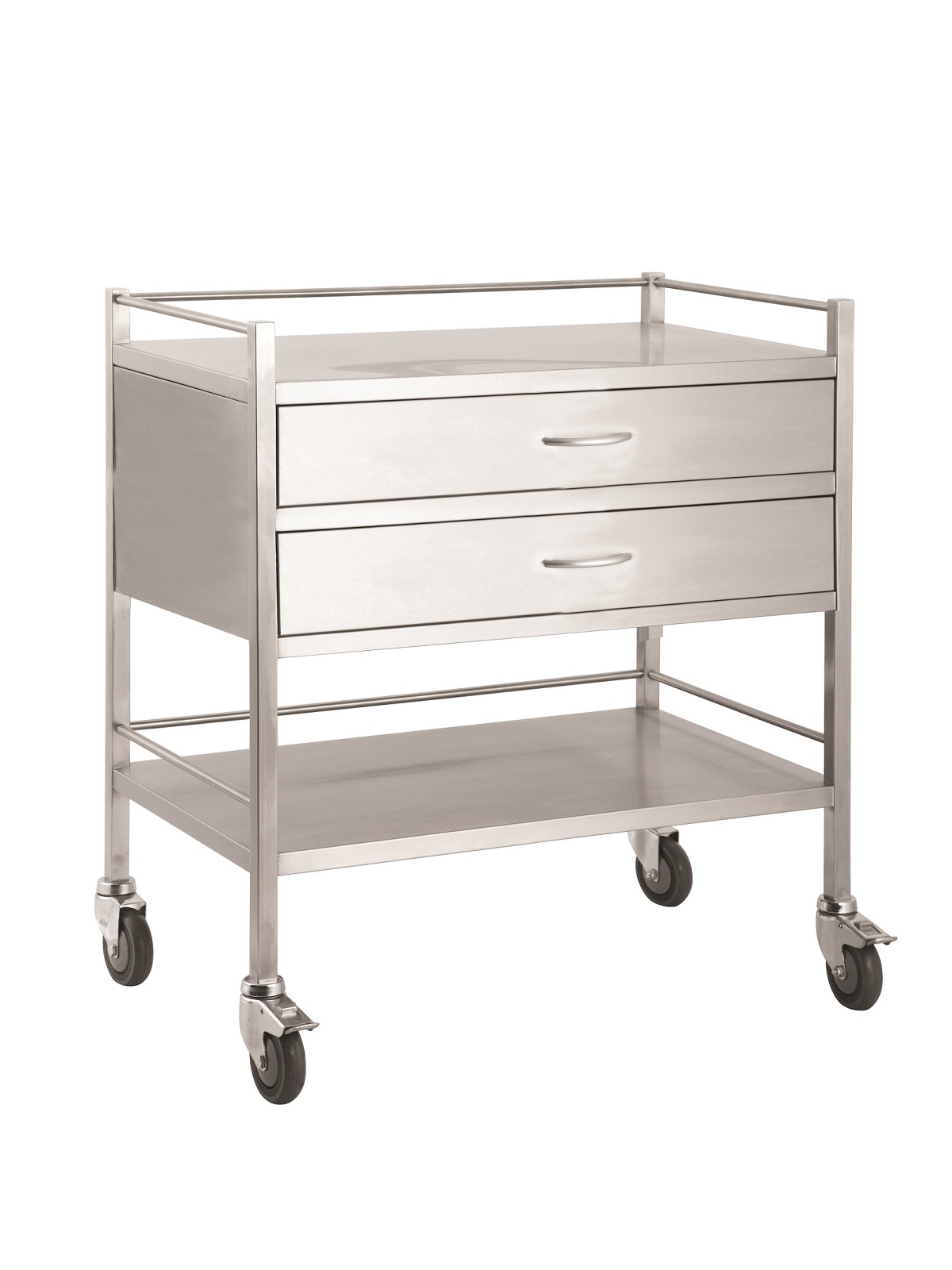 PacmedInstrumentTrolleyStSl80X50X90cm%2c2FullWidthDrawers%2cTopBottomShelves%2c2LockingWheels