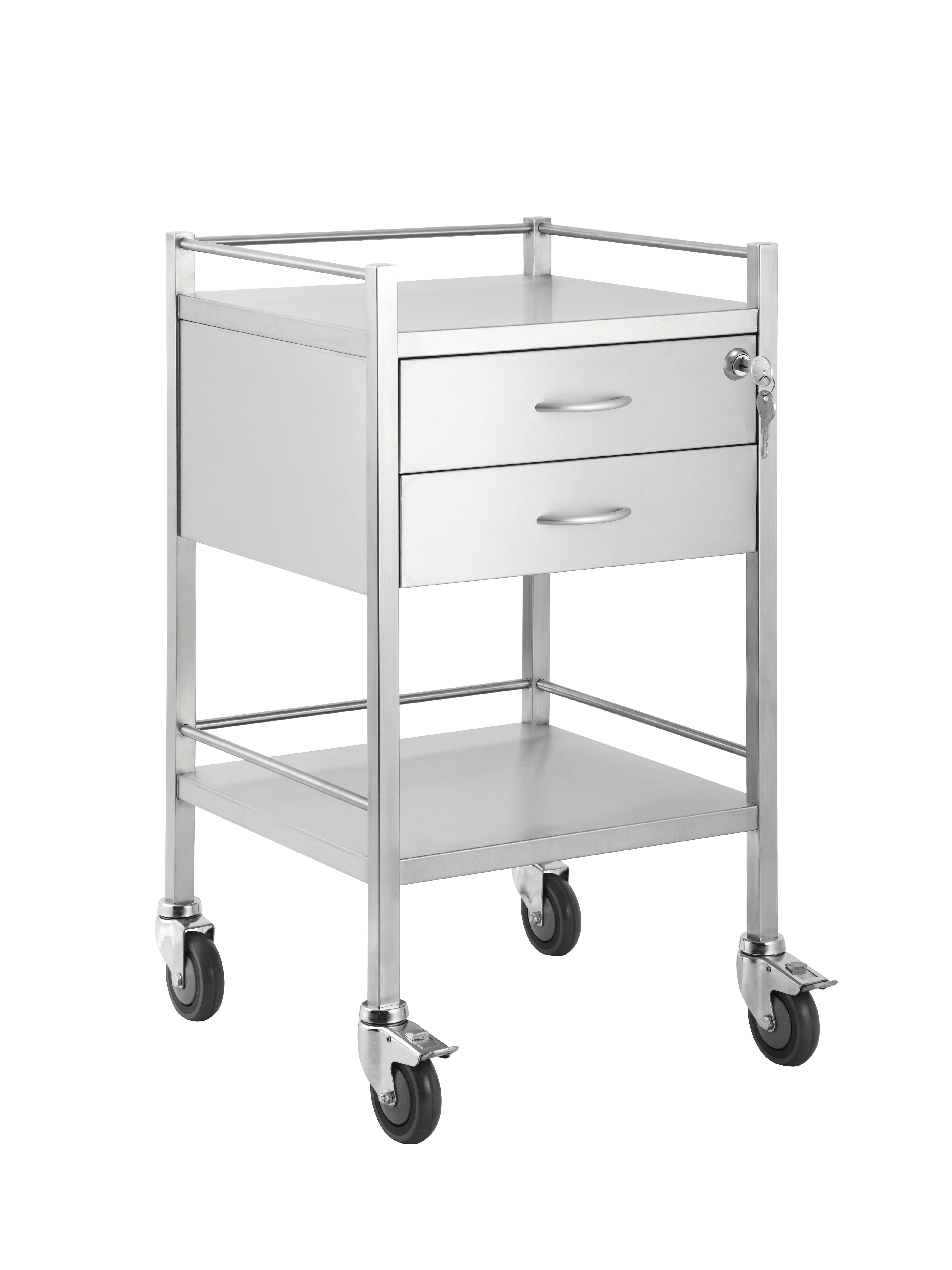 PacmedStSlInstrumentTrolley2Drawer%2cLockableTopDrawer%2c50CmX50X90Cm%2cLockingFrontWheels