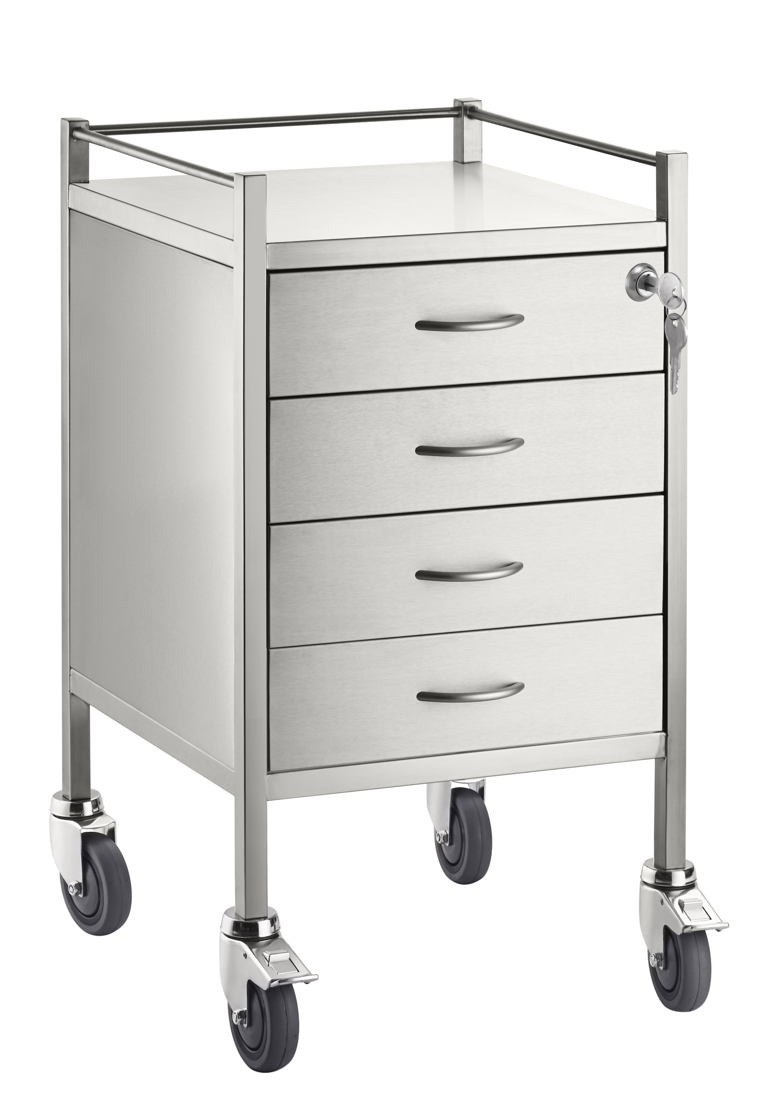 PacmedStSlInstrumentTrolley4Drawer%2cLockableTopDrawer%2c50CmX50X90Cm%2cLockingFrontWheels