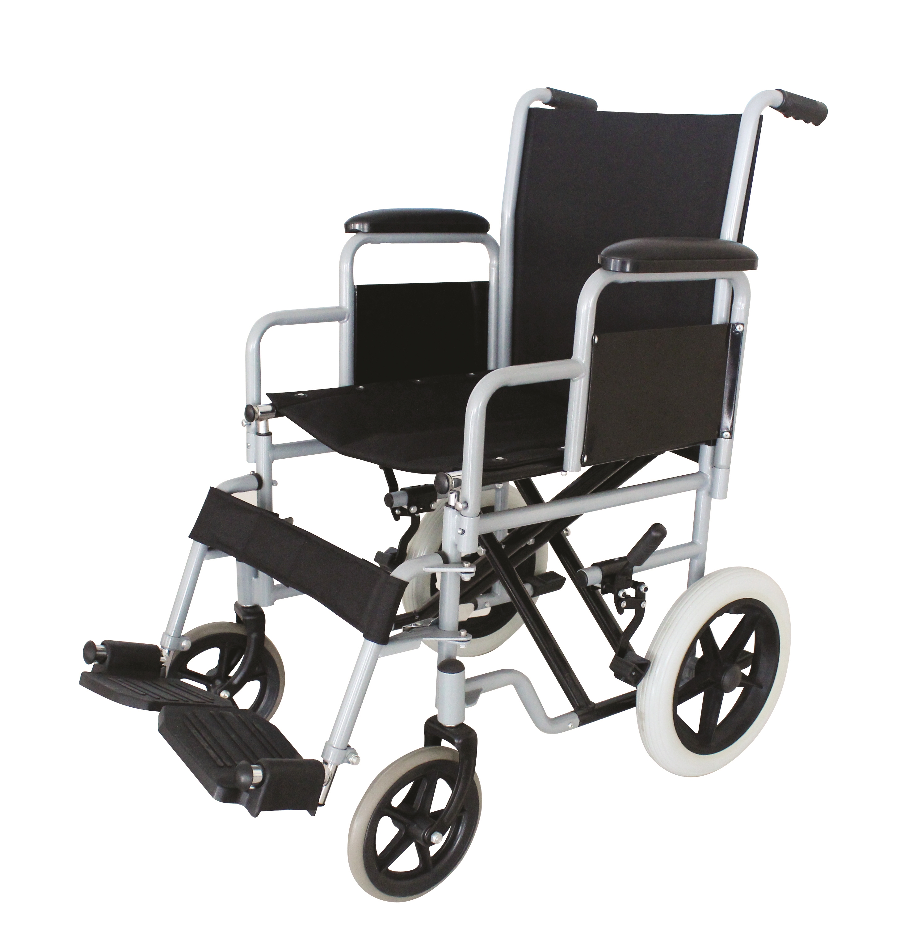 PatientMoverWheelchair%2cPowderCoatedBlackSteel%2cWith30CmRearWheels%2cSwingAwayFootRestsArmRests%2c110KgCapacity