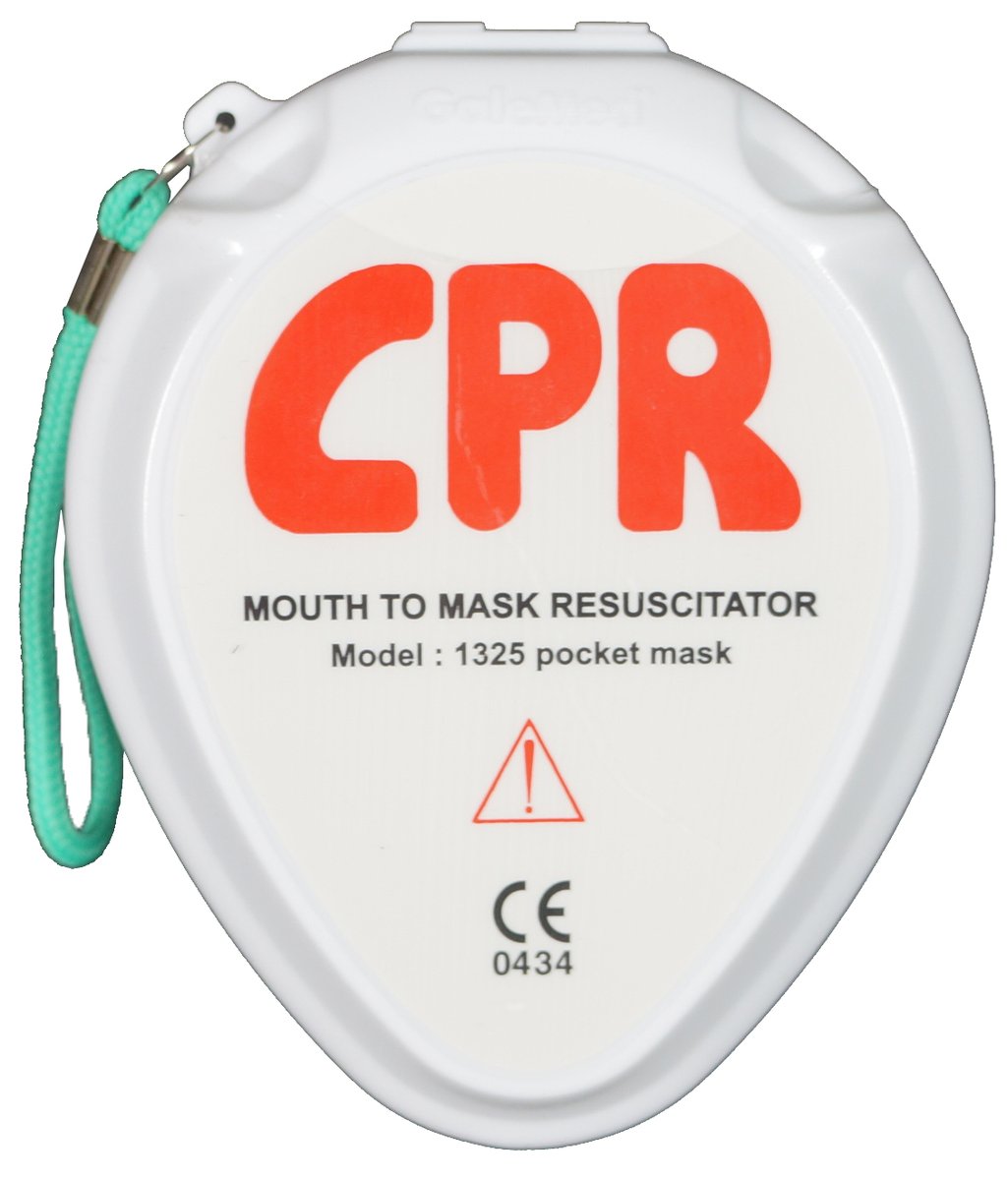 Pocket Resuscitaton Mask with Filter and Oxygen Port in a Plastic Carry Case
