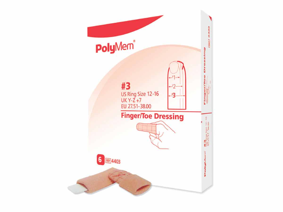 PolyMem Finger & Toe Dressings #3 Large. Box of 6