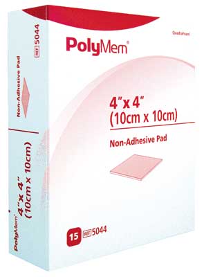 PolyMem Non-Adhesive Dressing Pad 10cm x 10cm. Box of 15
