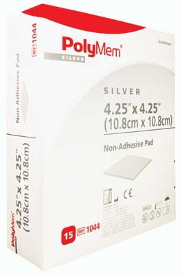 PolymemNon-AdhesiveSilverFoamDressing10CmX10CmBoxOf15