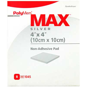 PolymemSilverMaxNon-Adhesive10CmX10CmBoxOf8